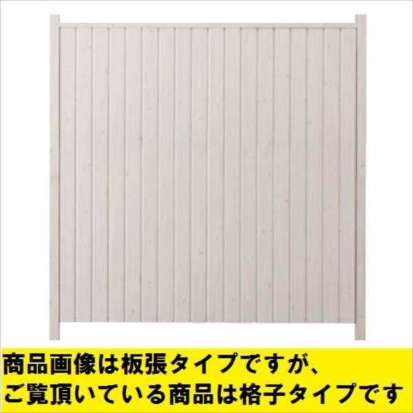 タカショー　シンプルログセット3型（格子タイプ）　（縦貼・柱見せ）　両面タイプ　基本型（両柱）　K-1800　『木調フェンス　柵』 K-1800