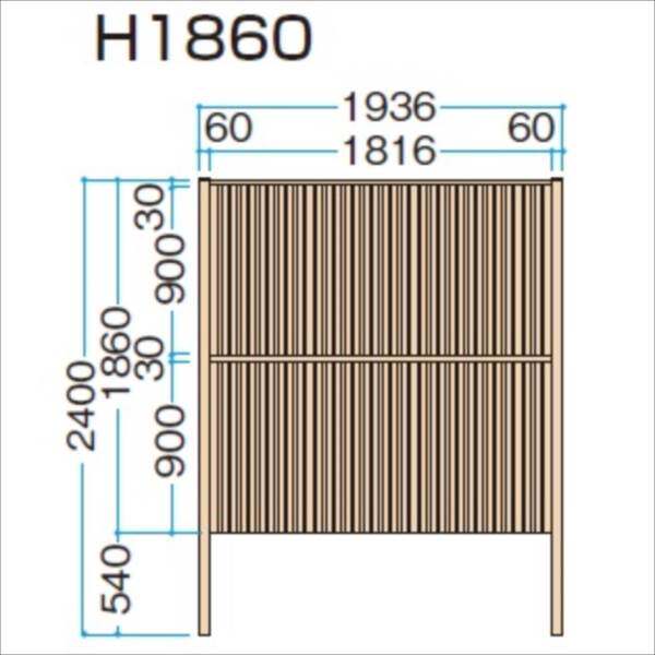 タカショー　シンプルログユニット3型パネル　（H1860タイプ）　片面　『木調フェンス　柵』 