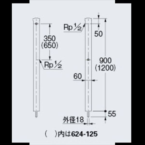 人気商品ランキング 624-124 カクダイ ステンレス水栓柱 分水孔つき 60角 〇
