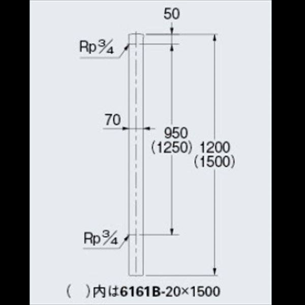 カクダイ 20ミリ水栓用水栓柱（ステンレス） ステンレス水栓柱 （20ミリ） 6161B-20×1200（70角） 『水栓柱・立水栓 蛇口は別売り』 