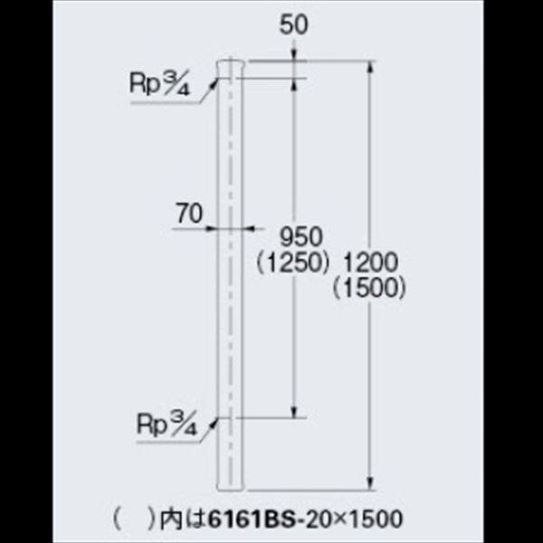 カクダイ 20ミリ水栓用水栓柱（ステンレス） ステンレス水栓柱 （20ミリ） 6161BS-20×1500（70角） 『水栓柱・立水栓 蛇口は別売り』 
