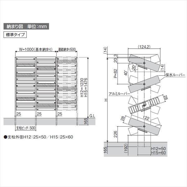 三協アルミ S.ボーダー ウチミズ 基本用 2スパン 標準タイプ 幅1000×高1500ｍｍ 『建築家がつくるデザインフェンス UCHI-MIZU』 『アルミフェンス 柵』 