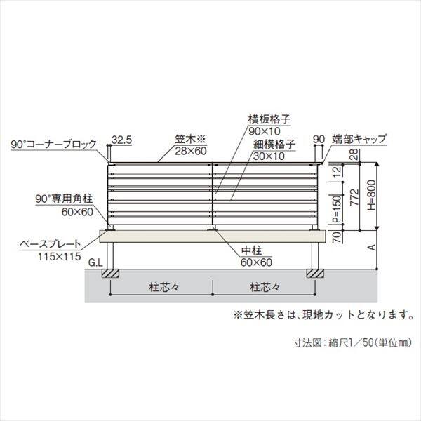 YKKAP ルシアスデッキフェンスA02型 本体 笠木 1スパン用 ウッドデッキ フェンス パネル 人工木 樹脂 diy 