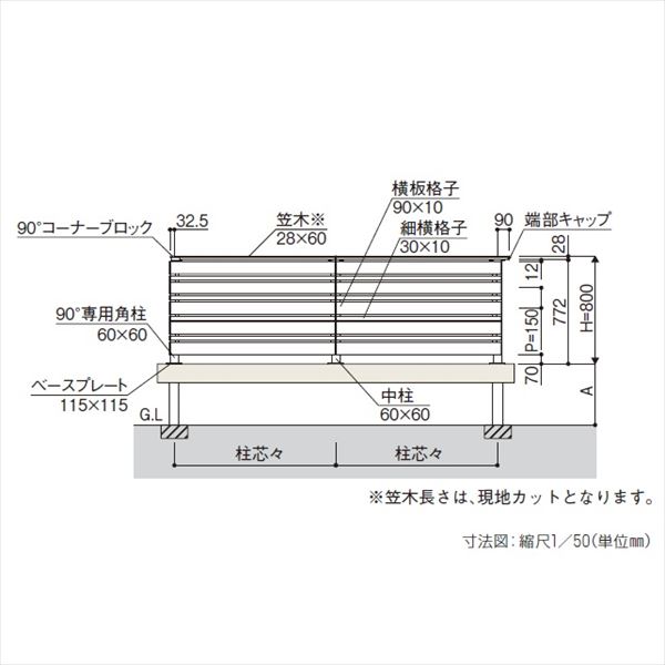 YKKAP ルシアスデッキフェンスA02型 本体 笠木 2スパン用 ウッドデッキ フェンス パネル 人工木 樹脂 diy 