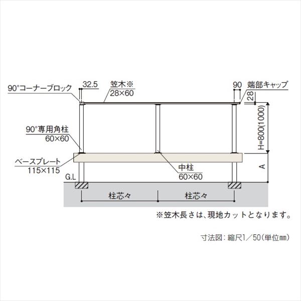 YKKAP ルシアスデッキフェンスB01型 本体 笠木 3スパン用 ウッドデッキ フェンス パネル 人工木 樹脂 diy アルミカラー