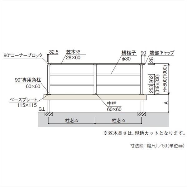 YKKAP ルシアスデッキフェンスB03型 本体 笠木 1スパン用 ウッドデッキ フェンス パネル 人工木 樹脂 diy アルミカラー