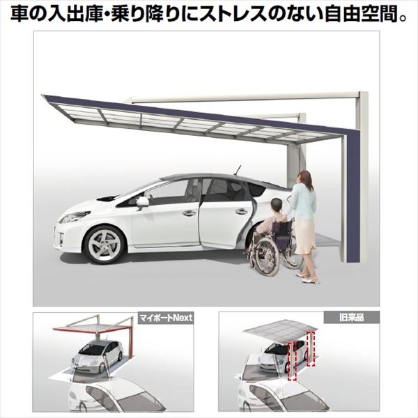 【法人様限定商品 個人宅・現場配送不可】 カーポート 1台用 四国化成 マイポート Next 標準高 2351 基本セット 『マイポートネクスト』 ＊商品画像はイメージです 木調タイプ