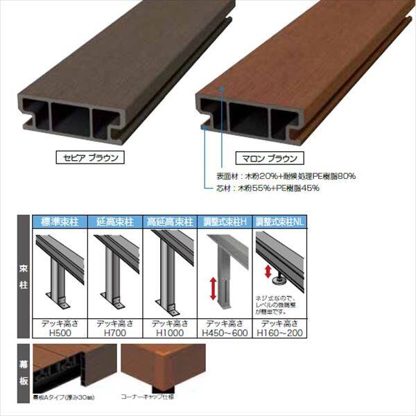 キロスタイルデッキ 木質樹脂タイプ 1.5間×9尺（2730） 幕板A 延高束柱 コーナーキャップ仕様 『ウッドデッキ 人工木』 