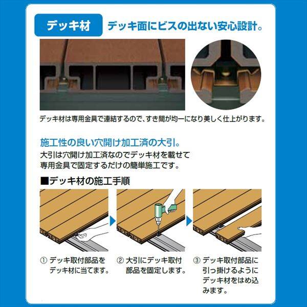 キロスタイルデッキ 木質樹脂タイプ 1.5間×9尺（2730） 幕板A 延高束柱 コーナーキャップ仕様 『ウッドデッキ 人工木』 