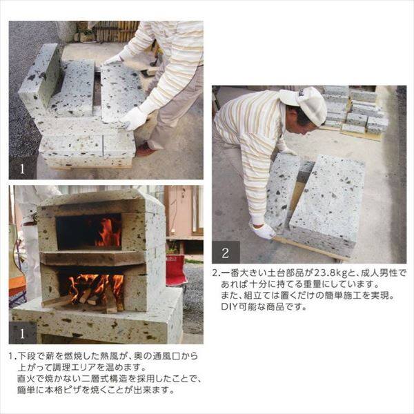 個人宅配送不可 ニッコー　大谷ストーンオーブンシリーズ　ツイングリル　本体＋柱材×2セット　OPK-3TG／OD-2-600×2　『パレットで配送　荷下ろしの手伝いが必要』　『屋外用ピザ釜　ピザ窯　個人宅配送不可 ニッコーエクステリア』 