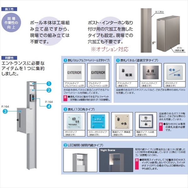 三協アルミ ファノーバ2 組み合わせA 照明なし ＊表札シミュレートが必要です 『機能門柱 機能ポール』 