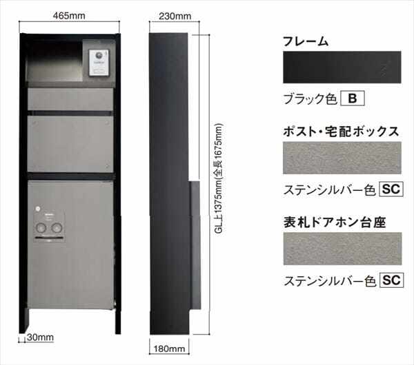 パナソニック エントランスポール アーキフレーム Fタイプ 前入れ前出し 右開き LED表示灯