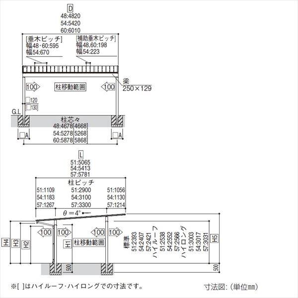 全国配送 YKKAP YKK カーポート エフルージュ 1500タイプ 2台用 単体セット H24 51-54H 熱線遮断ポリカ屋根 JSD-WN 