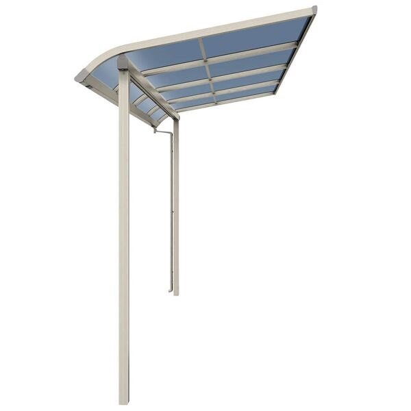 YKKAP テラス屋根 ソラリア 壁付納まり 積雪20cm 柱奥行移動タイプ メーターモジュール 3.5間 × 4尺 アール型 一般ポリカ屋根 標準柱 2連結 上から施工 