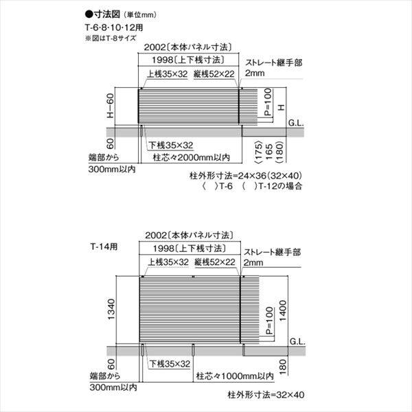 リクシル フェンスAB YL1型 T-8 本体(1枚) 『アルミ diy 屋外』