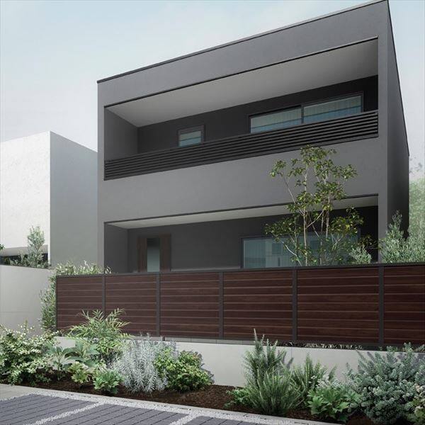 リクシル フェンスAB YL2型 T-10 本体(1枚) アルミ形材+木調色(ラッピング形材色) 『アルミ diy 屋外』 