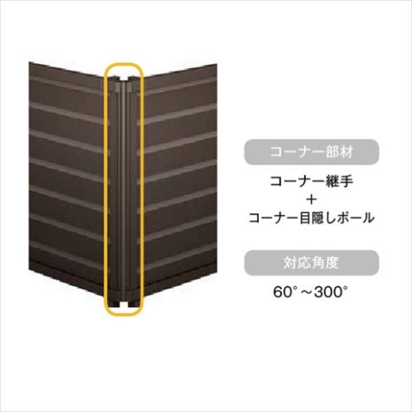 リクシル フェンスAB オプション YM1型 T-8 目隠しコーナー継手セットF(ポール付・1セット) 『アルミフェンス 柵』 
