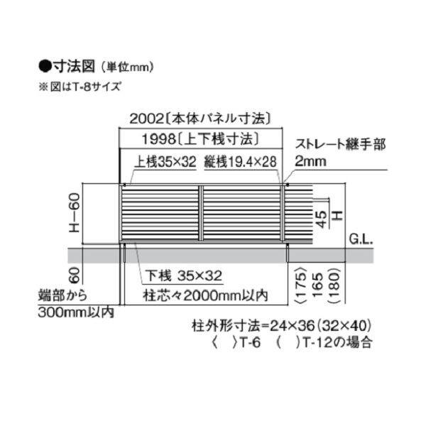 リクシル フェンスAB YM2型 T-12 本体(1枚) 『アルミ diy 屋外』 