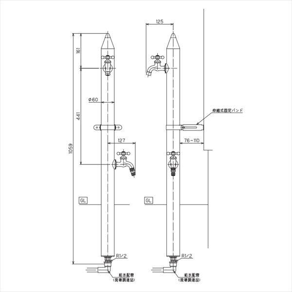 オンリーワン デザイン水栓柱 いろえんぴつ TK3-IEW 『受注生産品 水栓柱・立水栓 屋外用』 