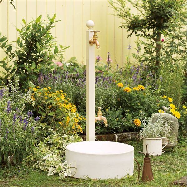 オンリーワン アクアルージュ Ｗ スフィア(補助蛇口付) ダークブラウン TK3-SPWDB 『水栓柱・立水栓 屋外用』 ダークブラウン