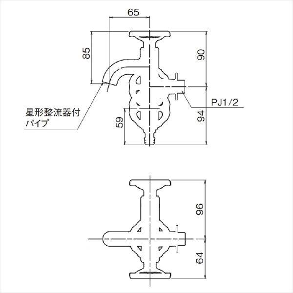 オンリーワン ガーデン水栓 三口横水栓ウォーターワークス(鋳肌メッキ) HV3-G18V3 『立水栓 蛇口 屋外用』 