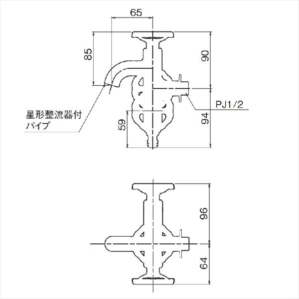 オンリーワン ガーデン水栓 三口横水栓ウォーターワークス(鋳肌・レッドハンドル) HV3-G18V3R 『立水栓 蛇口 屋外用』 