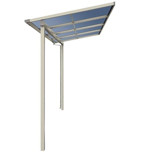 YKKAP テラス屋根 ソラリア 壁付納まり 積雪50cm 柱奥行移動タイプ メーターモジュール 4間 × 8尺 フラット型 一般ポリカ屋根 標準柱 2連結 上から施工 