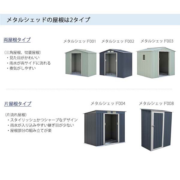 リーベ メタルシェッド 物置小屋  003 ライトグリーン&ベージュ 約2.2畳 収納庫 