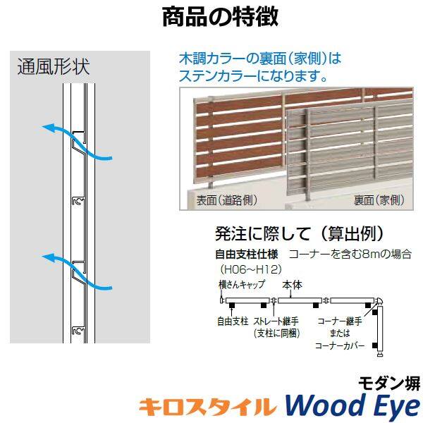 キロスタイル-IS モダン塀 ウッドアイ 横ルーバー H 600 mm × W 1998 mm OFM1-0620 ※個人宅・現場配送不可 法人様限定商品 木調カラー