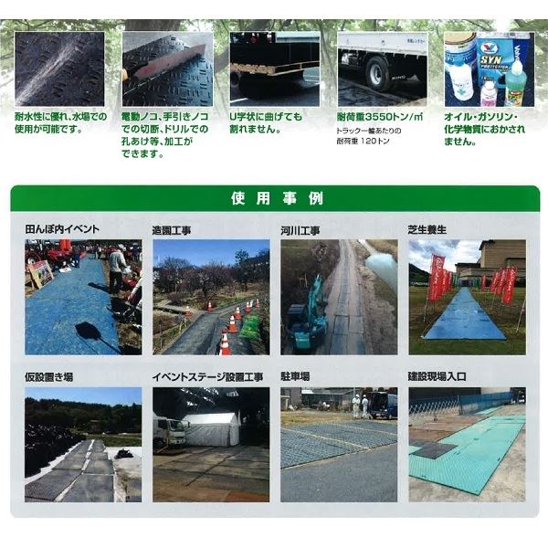 個人宅配送不可  ウッドプラスチックテクノロジー 樹脂製敷板 Wボード 両面凸 1ｍ×2ｍ 1枚入り 黒
