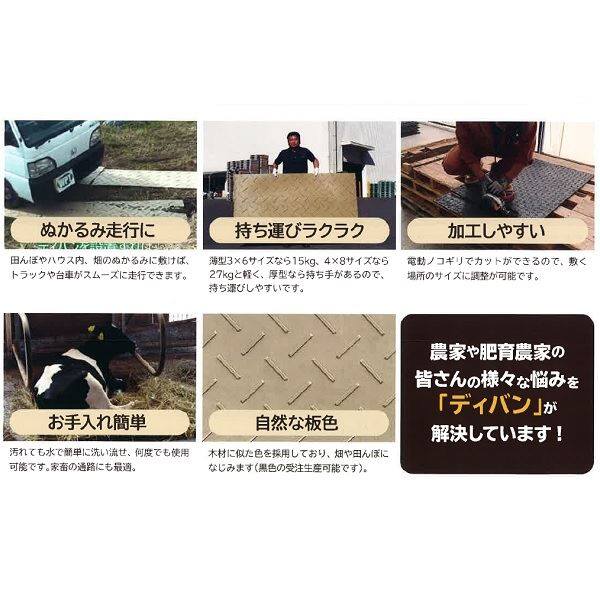 個人宅配送不可  ウッドプラスチックテクノロジー 養生敷板 Diban ディバン 片面凸 厚型3×6 1枚入り 茶