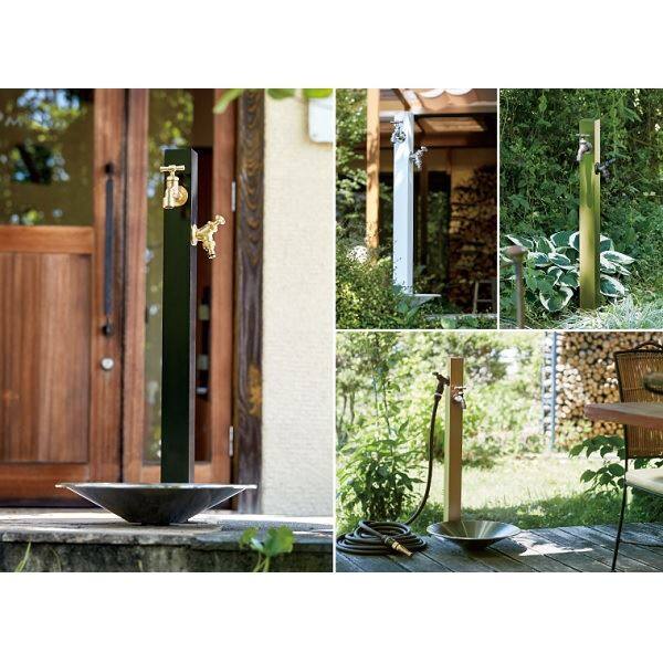 ミズタニバルブ工業 CamoProp カモプロップセット(水栓２口付) MP-60-WH-NSET 『水栓柱・立水栓 屋外用』 