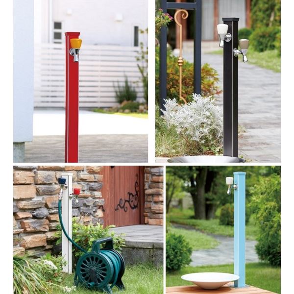 ミズタニバルブ工業 FAUCET 陶器水栓 蛇口 ハンドルカラー：ベロニカブルー K13-41BB 『水栓柱・立水栓 屋外用』 