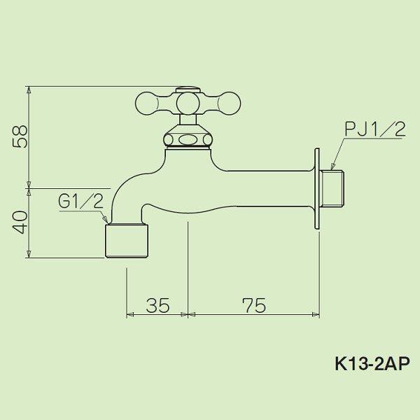 ミズタニバルブ工業 FAUCET エクステリア用水栓 蛇口 真鍮色(鋳肌) K13-2APN 『水栓柱・立水栓 屋外用』 