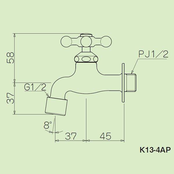 ミズタニバルブ工業 FAUCET エクステリア用水栓 蛇口 真鍮色(鋳肌) K13-4APN 『水栓柱・立水栓 屋外用』 