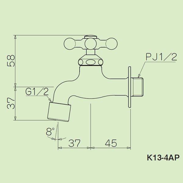 ミズタニバルブ工業 FAUCET エクステリア用水栓 蛇口 メッキ K13-4AP 『水栓柱・立水栓 屋外用』 