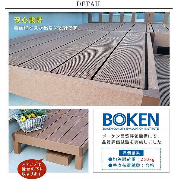 【欠品中 次回10月上旬～下旬入荷予定】Sスタイル ecofeel(エコフィール) 2台 ステップ・フェンスセット ライトブラウン PWDE-2P-SFSET-LBR 『人工木ウッドデッキ』 