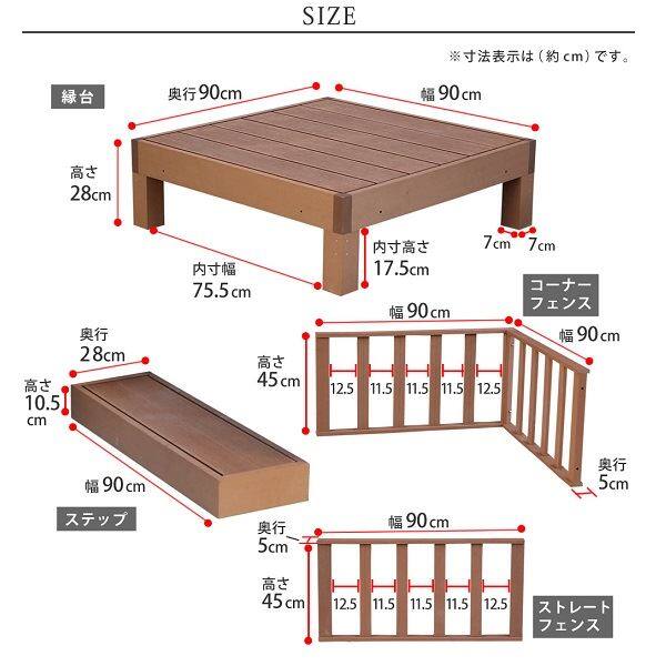 Sスタイル ecofeel(エコフィール) 4台 ステップ・フェンスセット ダークブラウン PWDE-4P-SFSET-DBR 『人工木ウッドデッキ』 