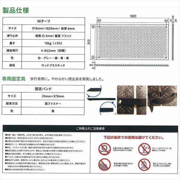 個人宅配送不可  ウッドプラスチックテクノロジー イベント用樹脂製敷板 Ｗターフ 910mm×1820mm×板厚6mm 1枚 [Wボードシリーズ] 