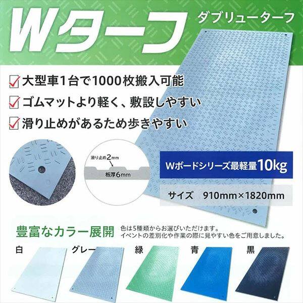 個人宅配送不可  ウッドプラスチックテクノロジー イベント用樹脂製敷板 Ｗターフ 910mm×1820mm×板厚6mm 1枚 [Wボードシリーズ] 