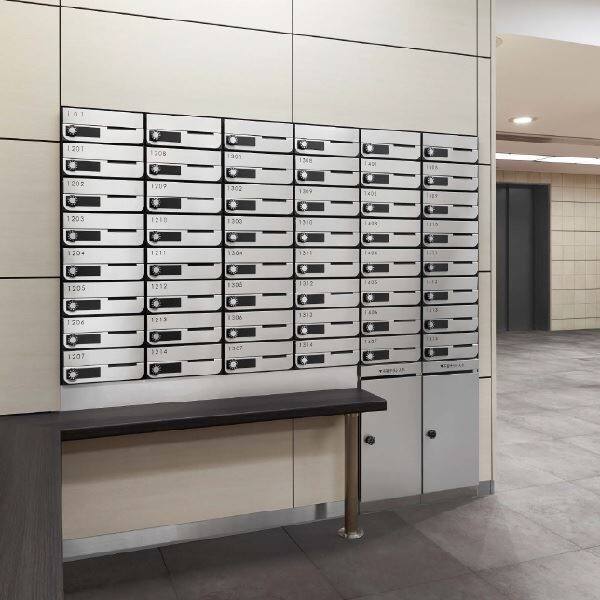 ナスタ 集合住宅用ポスト 前入前出/防滴タイプ ヨコ型/上開き 静音ラッチ錠 戸数3 KS-MB6202PU-3R-SV シルバー