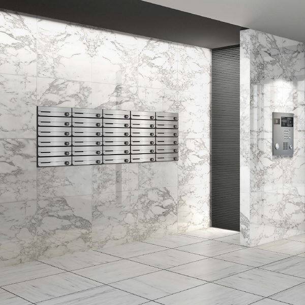 ナスタ 集合住宅用ポスト 前入前出/室内タイプ ヨコ型/上開き シリンダー錠 戸数3 KS-MB3002PU-3C-SV シルバー