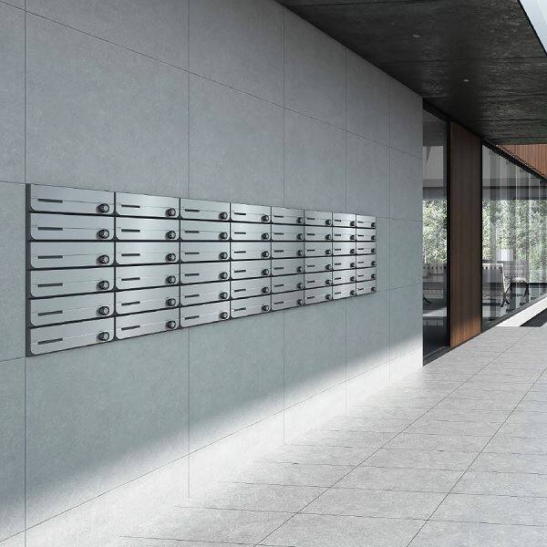 ナスタ 集合住宅用ポスト 前入前出/防滴タイプ ヨコ型/上開き 静音大型ダイヤル錠 戸数2 KS-MB3202PU-2L-SV シルバー