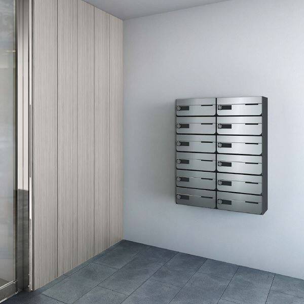 ナスタ 集合住宅用ポスト 前入前出/屋内用 ヨコ型/横開き シリンダー錠 KS-MB7002PY-C-SV シルバー