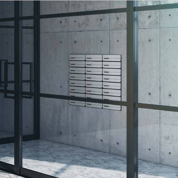 ナスタ 集合住宅用ポスト 前入後出/屋内用 タテ型 静音大型ダイヤル錠 戸数3 KS-MB3102PU-3LT-SV シルバー