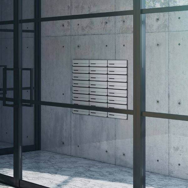 ナスタ 集合住宅用ポスト 前入後出/室内タイプ ヨコ型/上開き ラッチ錠 戸数2 KS-MB3102PU-2R-SV シルバー