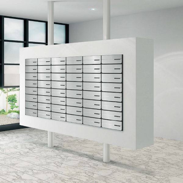 ナスタ 集合住宅用ポスト 前入後出/屋内用 ヨコ型/横開き 静音大型ダイヤル錠 戸数2 KS-MB4102PY-2L-SV シルバー