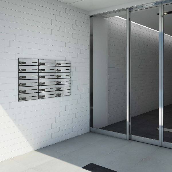 ナスタ 集合住宅用ポスト 前入前出/防滴タイプ ヨコ型/上開き 静音大型ダイヤル錠 戸数3 KS-MB4202PU-3L-SV シルバー