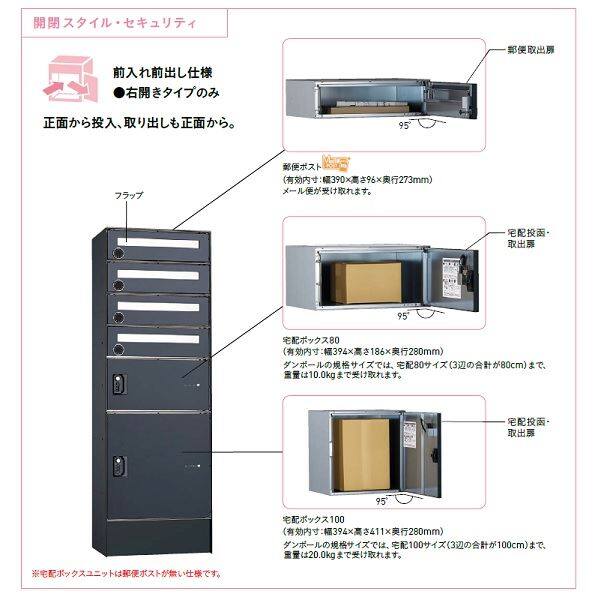 人気の ユニソン 宅配ポストユニット 宅配ボックス 郵便ポスト付き FLORIA フロリア 12世帯用 マットブラック