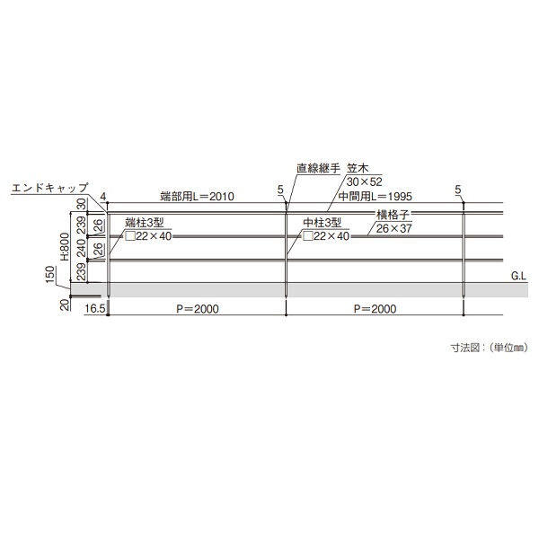 YKKAP ルシアスフェンスLite A03型(横格子2本) 笠木(直線継手付き) 中間部用 『アルミフェンス 柵 ルシアスフェンスライト』  アルミカラー 28931901 | 激安プライスの外構エクステリア通販【キロ本店】